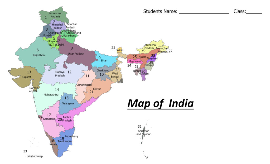 india colored map